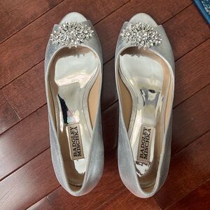 Badgley Mischka Silver Jeweled Heels